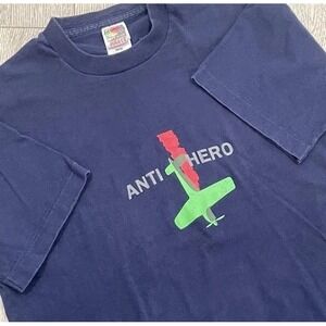 Vintage Anti Hero Skateboards Shirt Size Large Navy Hook UPS Birdhouse